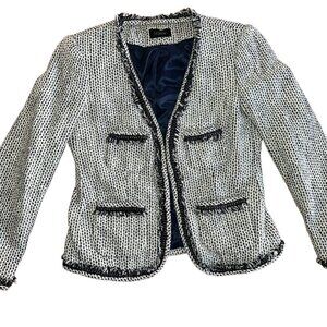 J. Crew Navy and White Textured Blazer